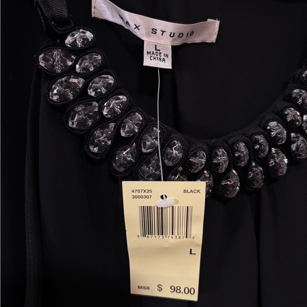 Max Studio Black Embellished Neck Tunic